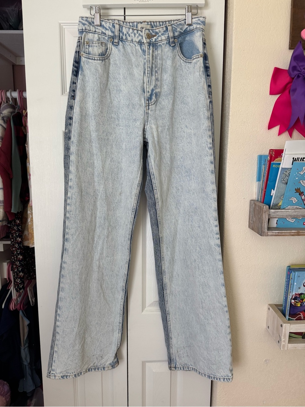 Only Two-Tone Wide-Leg Jeans - Light & Dark Wash Blue